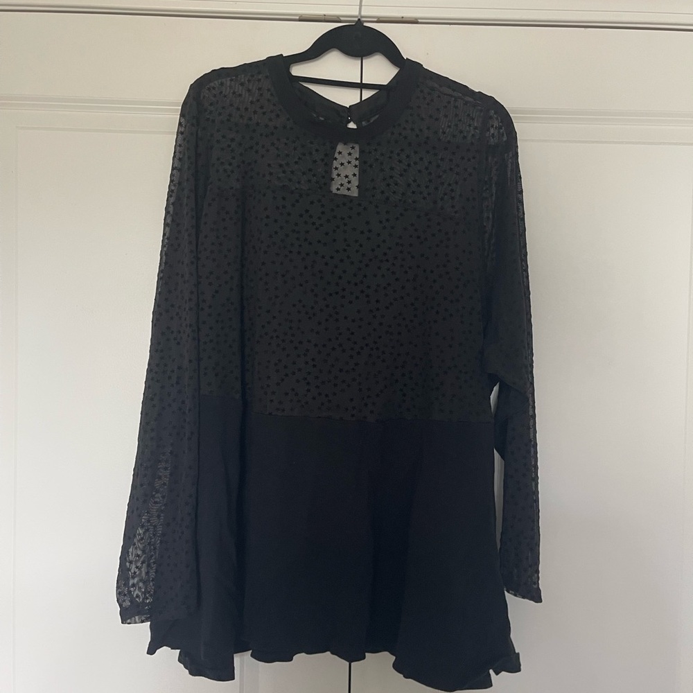 torrid Black Sheer Star Peplum Blouse